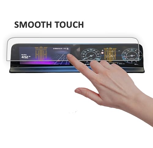 Image of Screen Guard For Kia Seltos Facelift [2023-2024] HTX Plus, GTX Plus, GTX+, HTX + Accessories Dual Screen infotainment system with AC Protection Guard Clear [Not Tempered Glass] 10.25 inch