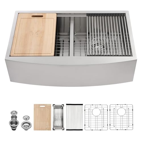 GhomeG 33 Inch Low-Divide Double Bowl Sink