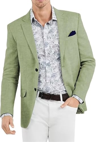 Men Suit Jacket Casual Linen Blazer for Men Wedding Prom Business Summer Suit Blazer Slim Fit Lightweight Sport Coats for Men