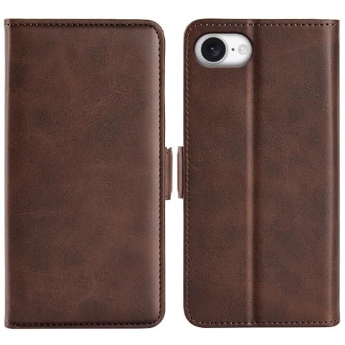 Image of Havilah for iPhone 16e Dual-Side Magnetic Buckle Horizontal Flip Faux Leather Phone Case iPhone 16e Case Cover(Brown)