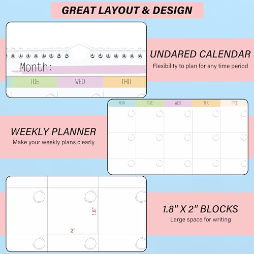 blank monthly weekly wall calendar undated monthly planner note pad for organizing home office 14534x 11534