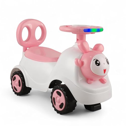Image of kidsROAR Push Ride On Car for Kids 1-5 Years | Baby Push Car with Music, 3D Lights & Backrest | Premium Ride On Toy Supports Up to 35kg (Rabbit, Pink)