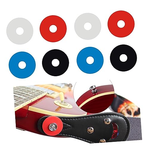 Milisten 8Pcs Slip Guitar Strap Locks Strap Blocks with Lock Button for Secure Attachment White Blue Red Black for Electric Acoustic and Bass