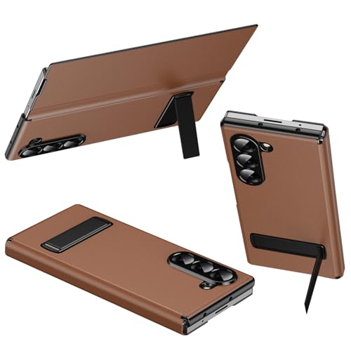 Étui antichoc Samsung Z Fold 5 avec support invisible et revêtement cuir anti-traces