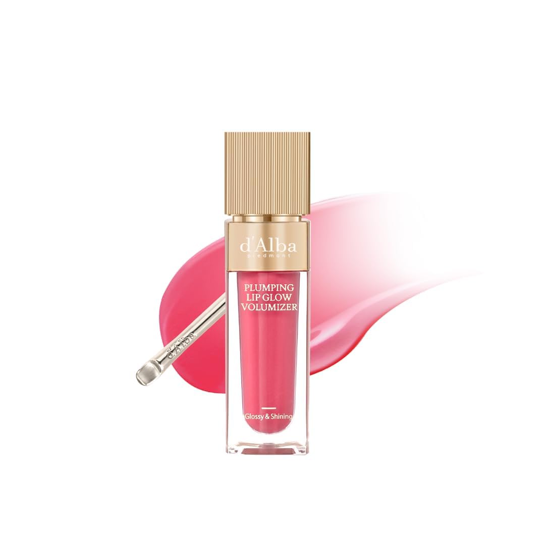 d'alba Piedmont Plumping Lip Glow Mood Volumizer, Feuchtigkeitsspendende Lip Plumper mit veganem Ceramid und Vitamin C & E, vollere Lippen, Volumenlisierender Lipgloss, Glowy Finish, Blütenblatt Rose