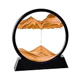 Arthink Moving Sand Art Picture,Liquid Motion 3D Sea Sandscape in Motion Display, Flowing Sand Frame Desktop Art Bookshelves Home Office Decoration (12 inch, Orange)