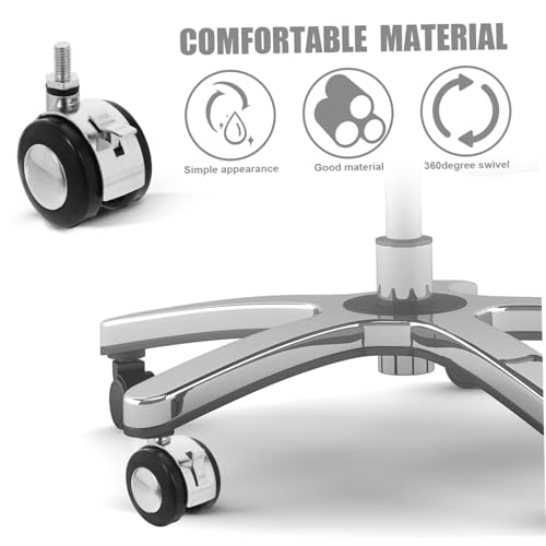 Roulettes de bureau silencieuses lot de 4 pièces avec frein et support robuste - 3