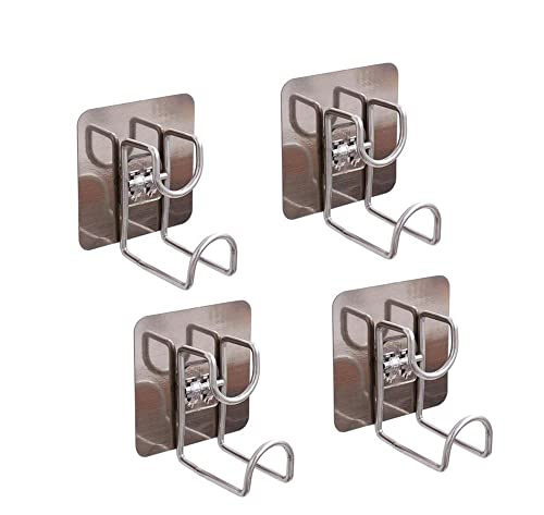 DUORUIMI 4 ganchos autoadhesivos de acero inoxidable para puerta, ganchos de pared para cocina, baño, toallas colgantes Cover