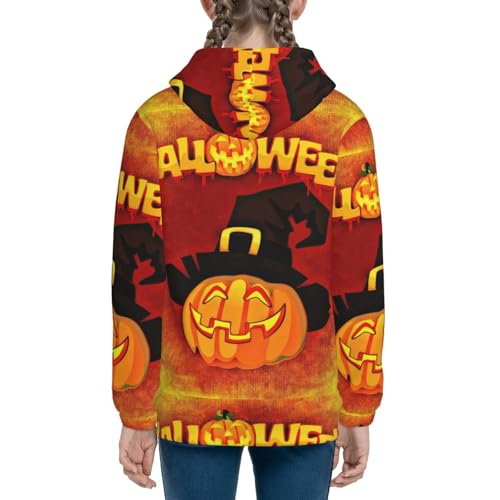 Halloween Pumpkin Autumn Hat Kids Pullover Hoodies Boys Zip Up Sweatshirts Girls Athletic Clothes with Pocket 5