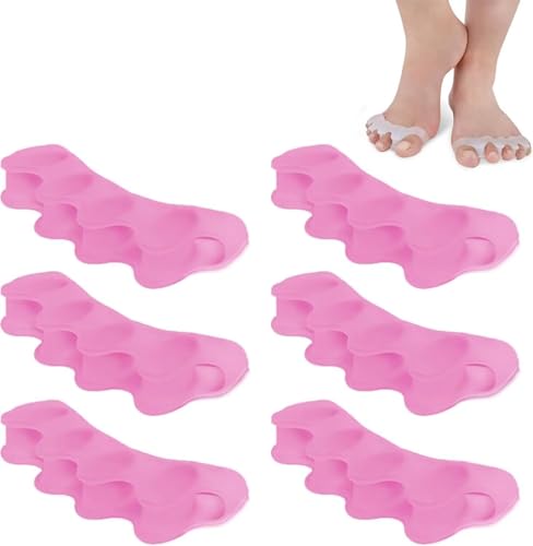 zoerbufan Separadores de Dedos de Los Pies[3 Pares],Separador Dedos Pie Silicona,Separador Dedos Pie Juanete Toe Spacer, Ajuste Ballet Yoga Atletas Hombre y Mujer para Todos los Pies(Rosa)
