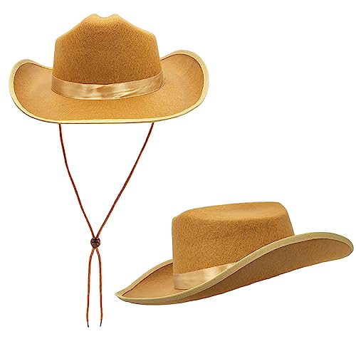 image for The Dreidel Company Light Brown Cowboy Felt Western Hat, 22