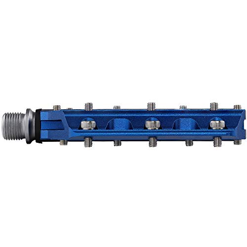 Cyclingdeal Flat Mountain Bmx/Mtb Aluminum Bike Sealed Bearing Pedals - Large Bicycle Platform Pedals 9/16" With Anti-Skid Nail Blue #TOP2