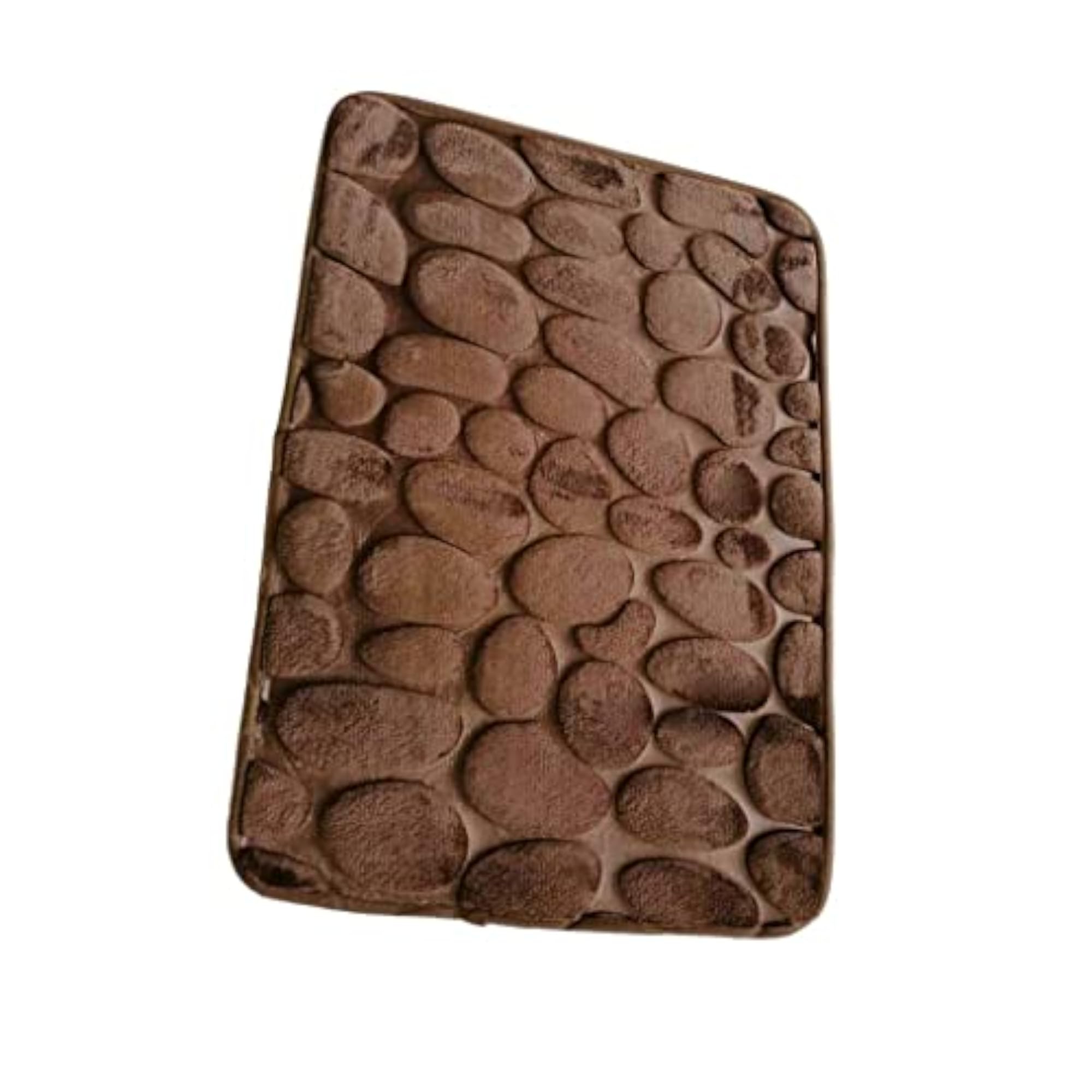 3D Effect Cobblestone Embossed Floor Rug for Bathroom
