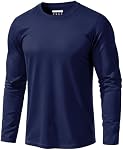 EKLENTSON T-shirts en coton cou rond manches longues Plain Tee Moisture Wicking Casual Tshirts couleur unie pour homme