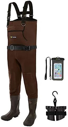 TIDEWE Neoprene Waders, Cleated Bootfoot Men Chest Waders, Waterproof Fishing & Hunting Chest Waders Brown Size 8