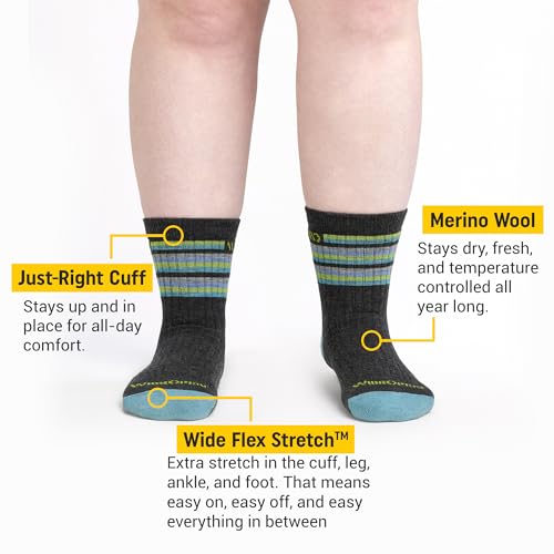 Wide Open Micro Crew Women's Merino Wool Socks - Multi Stripe Everyday Wide Ankle Socks for Wide Feet2