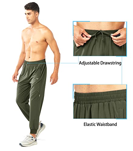 NORTHYARD Men's Athletic Running Pants Lightweight Workout Joggers Quick Dry Gym Sweatpants Active Sports Track Training ArmyGreen L