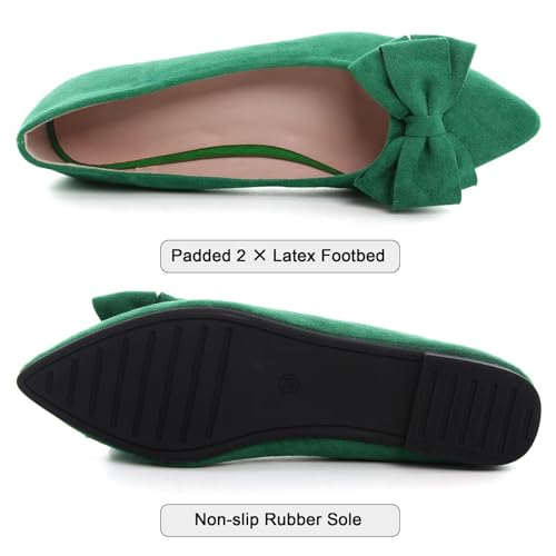 Image of SAILING LU Womens Bowknot Ballet Flats Pointy Toe Suede