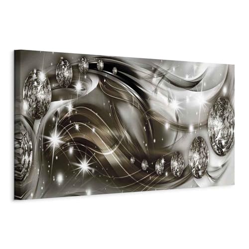 murando - Quadro in Rilievo Onde Argento Astratto 135x45 cm 1 Pezzo su Tela Strutturata Grande - Quadri Moderni Soggiorno - Stampe da Parete Moderno - Artistica Dipinta a Mano - Splendore a-A-0185-b-d
