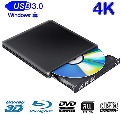 External Blu Ray Drive 3D 4K USB 3.0 Blu Ray Drive Player CD DVD Drive Compatible with Windows 7/8/10 Linux for Laptop PC iMac MacBook OS