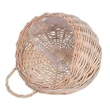 TOYANDONA Cesta Colgante de Flores Rústica de Mimbre Grande con Forro Plástico Macetero Artesanal para Pared para Decoración de Jardín y Organización el Hogar