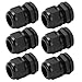 PG Cable Glands Connector Set 6PCS IP68 Rated Heavy Duty Nylon Cable Glands for Outdoor Industrial Electrical Cabinets and Marine Applications Black 12‑18mm