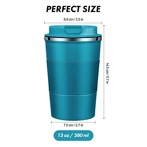 Dycietx Travel Mug with Leakproof Lid,Insulated Reusable Coffee Mug Hot&Cold Drinks/Tea,Portable Stainless Steel Thermal Takeaway Travel Coffee Cup Car//Picnic/Office/School (Blue) (CM03RD)