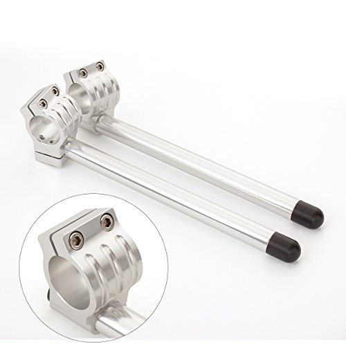 35Mm Motorcycle Clip On Handlebars Fit Fork Tube 35Mm, 7/8" Street&Sport Bike Handlebar, 35 Mm Clip Ons Bars 7° Cnc Silver #TOP3