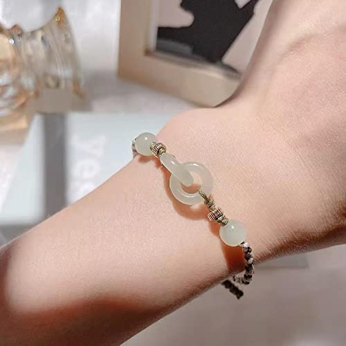 Bracelet femme ajustable tressé anti-irritation blanc vert