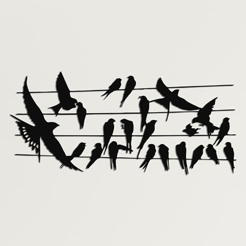 Metal Wall Art Metal Bird Flocks Wall Art 3D Wall Silhouette Metal Wall Decor Home Decoration Living Room Decor Metal Sign Wall Hangings (24