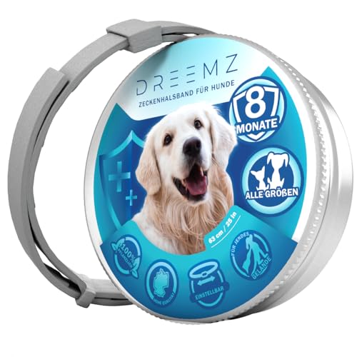 DREEMZ ® Insect Repellent Collar - Insektenschutzhalsband - Flohhalsband HundeFlohSchutz Halsband für Hunde 8 Monate Schutz - 63cm verstellbar (1 Einheiten)