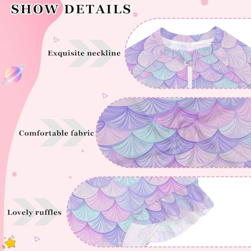 ALAZA Toddler Swimsuit Girl Bathing Suit Swimwear Rash Guard Scale Rainbow Mermaid Long Sleeve 3T4
