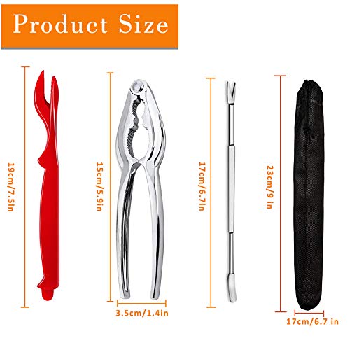 11 Piece Seafood Tools Set includes 2 Crab Crackers, 4 Lobster Shellers, 4 Crab Leg Forks/Picks and 1 Storage Bag-Nut Cracker Set