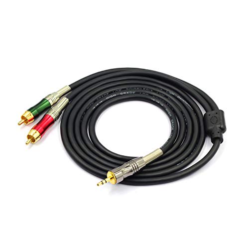 Cable Jack 3.5mm a 2 RCA macho de 2 metros para conectar audio de móvil a altavoces 5
