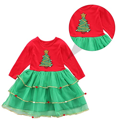 PRETYZOOM Ser 2 Christmas Tutu Dress Christmas Tree Tutu Dress Christmas Tree Tutu Dress Baby Girls Christmas Clothes Sleeve Party - Afbeelding 5