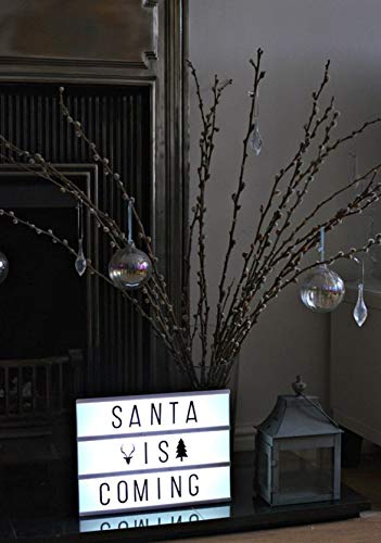 A4 Cinema Light Box Message Light Box- DIY Personal LED Sign,Marquee Style LED Lightbox w 220 Letters Emojis Numbers for Festival/Birthday/Anniversary/Home/Wedding/Shop Décor,USB Or Battery Powered