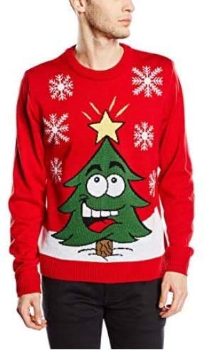 Louisiana Bedding Pull de Noël Rétro Fantaisie Unisexe pour Hommes et Femmes UK - Rouge et Sapin de Noël - de XXS à XXXL (Large) Cover