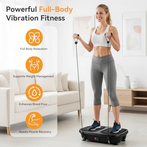 Image of NEWBULIG Vibration Plate, Whole Body Workout, Vibrating Platform with LED Touch Screen & Pull Ropes for Weight Loss & Muscle Toning