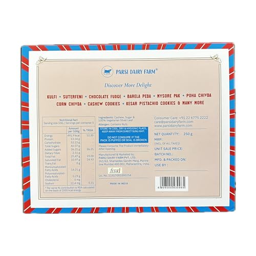Image of Parsi Dairy Farm Kaju Katli | Pure, Delicious, and Authentic Indian Sweets (250 Gm)