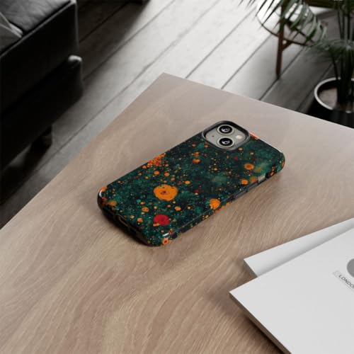 Coque rigide iPhone 14 design bulles orange bleu accessoire mode pour le bureau