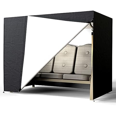 Muyoka Outdoor Swing Seat Cover Patio 3 Triple Seater Hammock Cover Waterproof Protection Garden Furniture Covers UV Resistant Swing Canopy Cover (Black) Cover