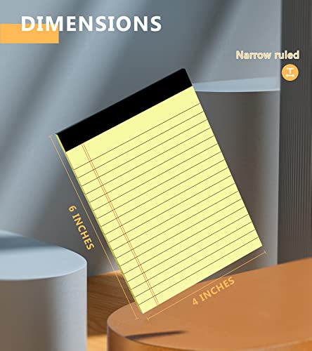 Yellow Legal Pads, Note Pads, 4 X 6 Inch, 8 Pack, 30 Sheets/Pad, Narrow Ruled, Small Notepads Yellow Paper, Micro Perforated Memo Pads, Lined Writing Pads Of Paper, Mini Pocket Size Scratch Pads 4X6 #TOP1