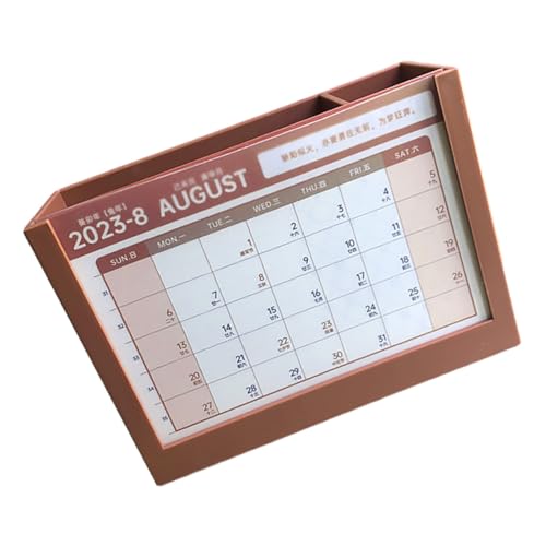 HOODANCOS 年卓上カレンダー付き多機能収納ボックス ペン立て兼用 整理整頓に便利 デスクアクセサリー収納ケース カードスタンド付き シンプ