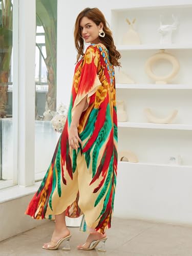 Image of NFVNKJ Women's Plus Size Beach Lounge Kaftan Maxi Dress Swimsuit Coverup for Women