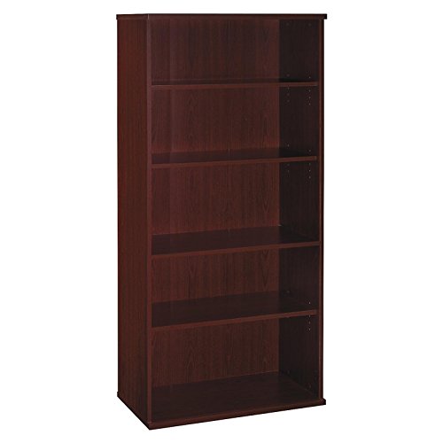 Bush Business Furniture Series C Tall 5 Shelf Bookcase in Mahogany, Large Bookshelf for Home and Professional Office