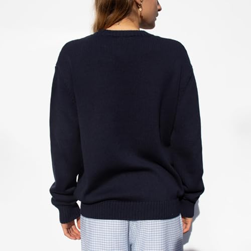 Image of Womens American Flag Sweater Long Sleeve Crew Neck Star Graphic Knit Pullover Tops Casual Loose USA Sweater