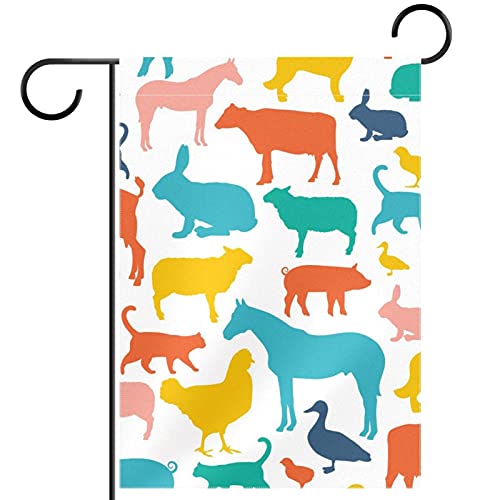 Drapeau de jardin double face lapin et cochon décoration extérieur polyester
