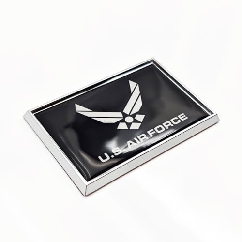 Image of Black Air Force Wings Flag Sticker Emblem Decal Army Military Car Chrome Flags, 2 Pack, 3 x 2 inches