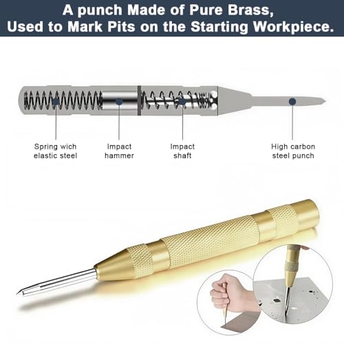 Image of Serplex 6-Piece Titanium Step Drill Bit Set with Automatic Center Punch, Multi-Size Spiral Groove Unibit Kit for Metal, Wood, High-Speed Steel Cone Drill Bits with Aluminum Storage Case