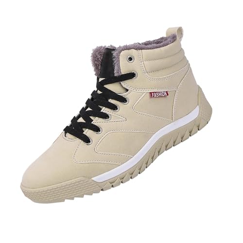 Zapatos coloridos de los hombres de la moda zapatillas casuales transpirables de fondo plano zapatos casuales de invierno acolchados cálidas botas de hombre zapatos brillantes para hombre, beige, 42